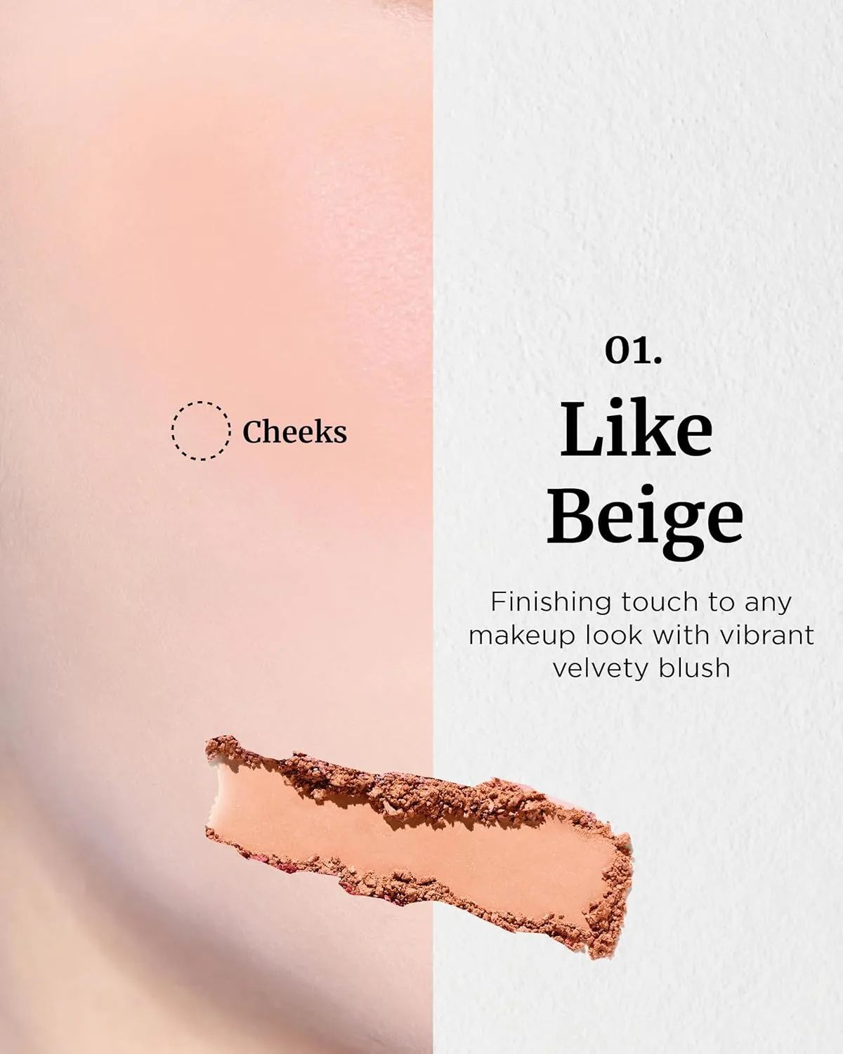 VDL Cheekstain Pastel Blush for Cheeks (Like Beige, 0.2oz) - Lightweight, Velvet Powder Formula - Seamless, Long-Lasting, Natural-Looking Glow | Korean Makeup