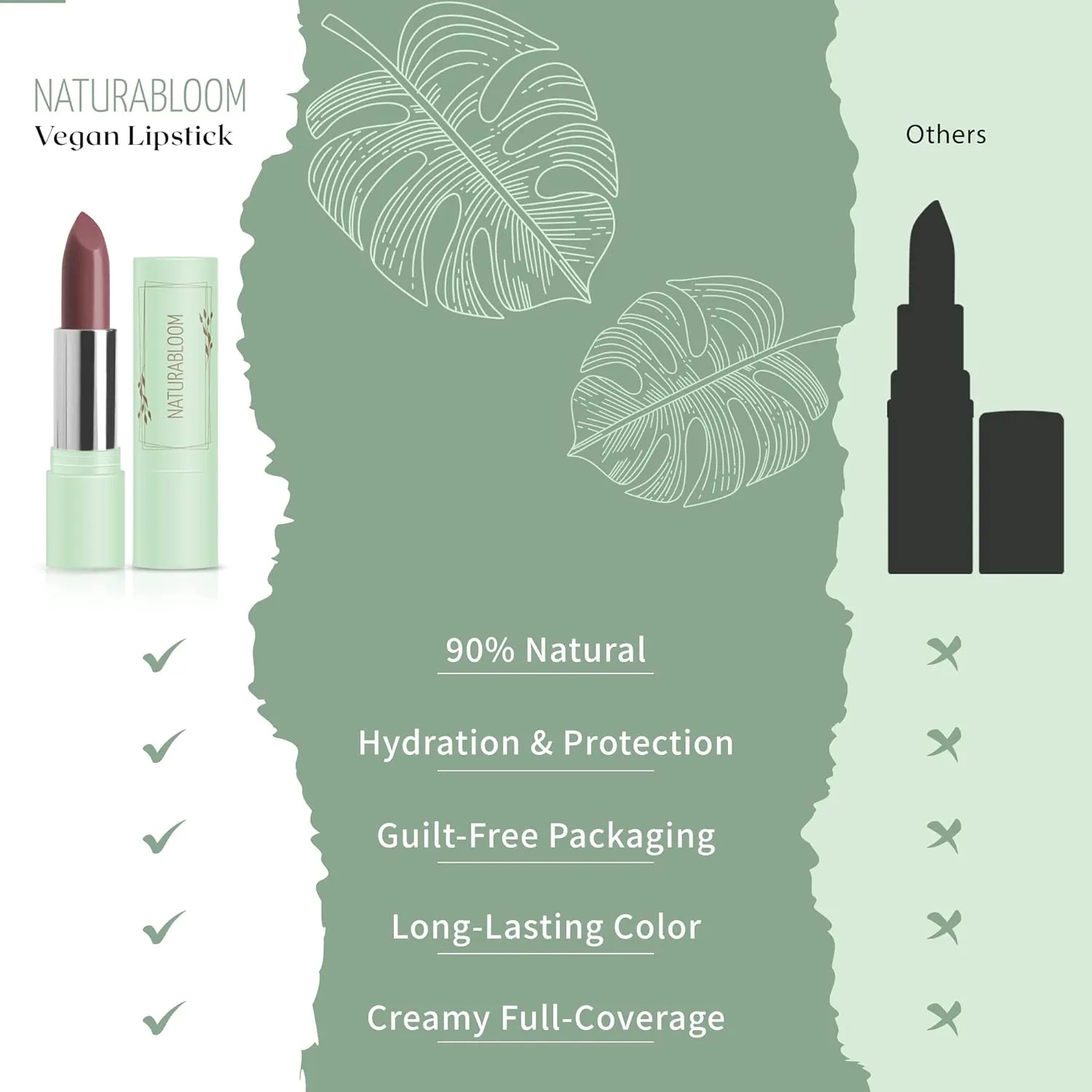 Vegan Lipstick (Dusty Rose) - Sensational One-Stroke Long Lasting Lipstick from Natural Oils & Butters Full-Coverage Lip Color w/Shea Butter & Coconut Extact - Premium Hydrating Lipsticks