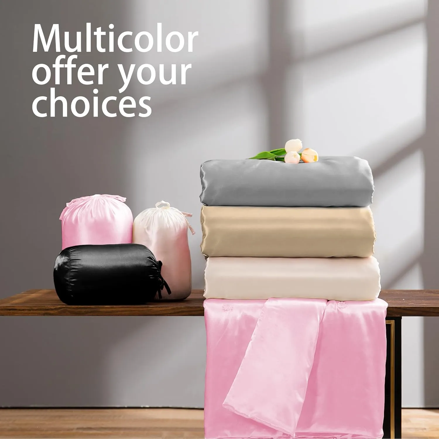 Vonty Satin Throw Blanket Blush Pink 50x60 Inches (with Small Flowers) - Cooling & Silky, Wrinkle-Free Cable Knit for Couch, Sofa, Bed, Outdoor