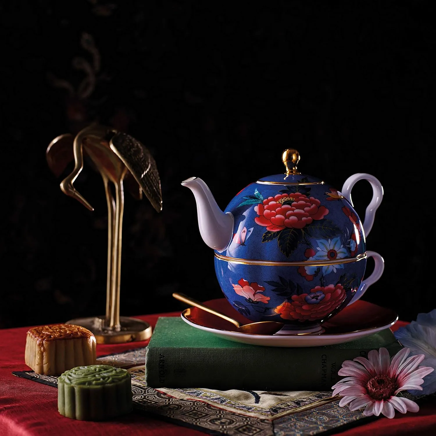 Wedgwood Paeonia Blush, 18cm, Tea for One Blue/Red