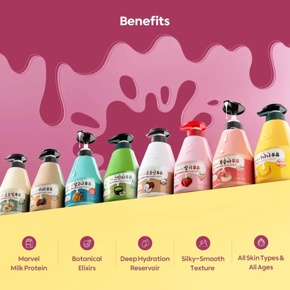 WELCOS KWAILNARA Peach Milk Body Lotion – Korean Body Lotion for Smooth & Soft Skin 560 g / 19.75 Fl. Oz