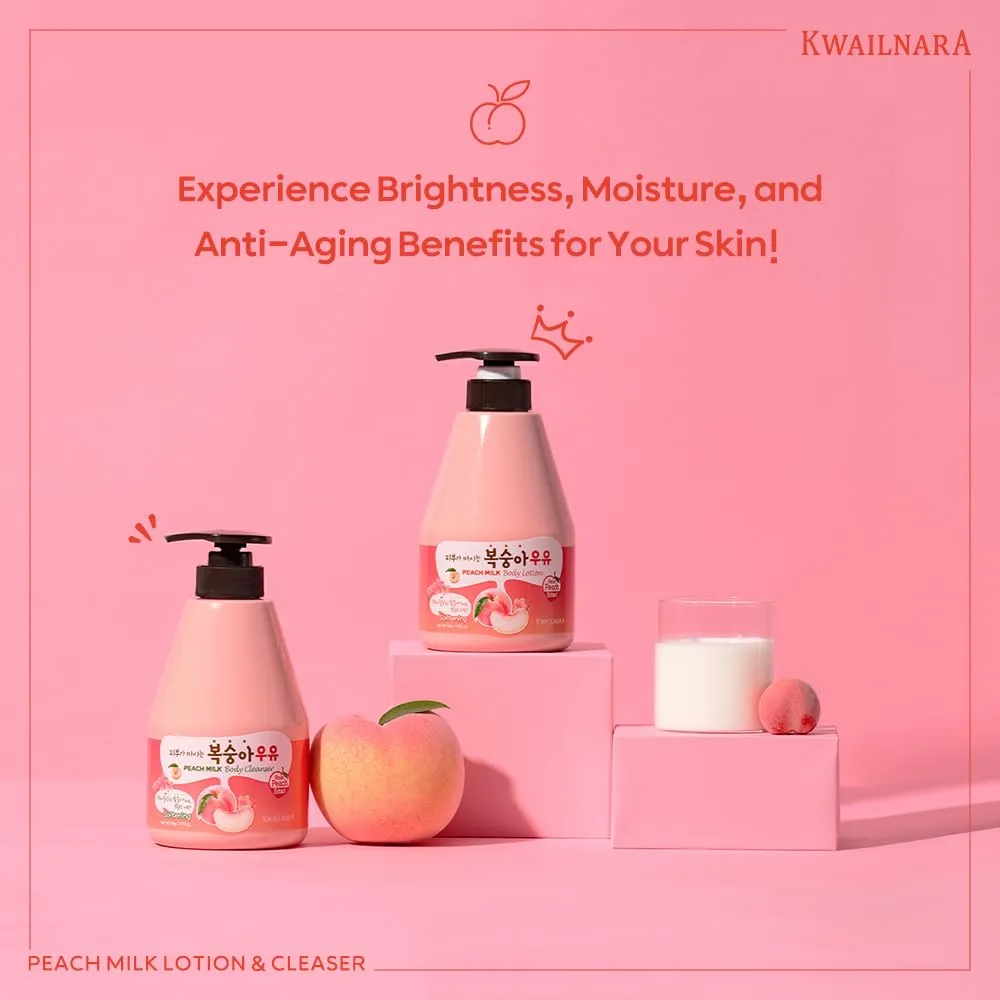 WELCOS KWAILNARA Peach Milk Body Wash – Korean Body Wash with Peach Extract for Clear and Bright Skin 560 g / 19.75 oz.