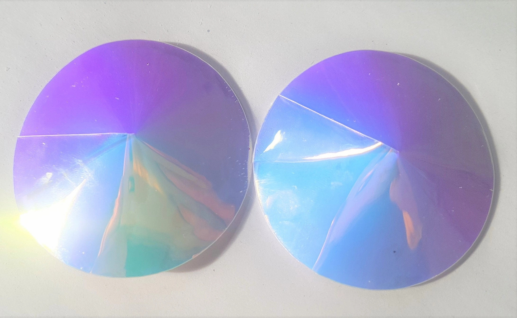 White Blue Holographic Round Nipple Pasties SML