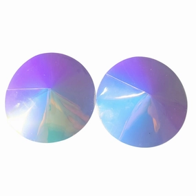 White Blue Holographic Round Nipple Pasties SML