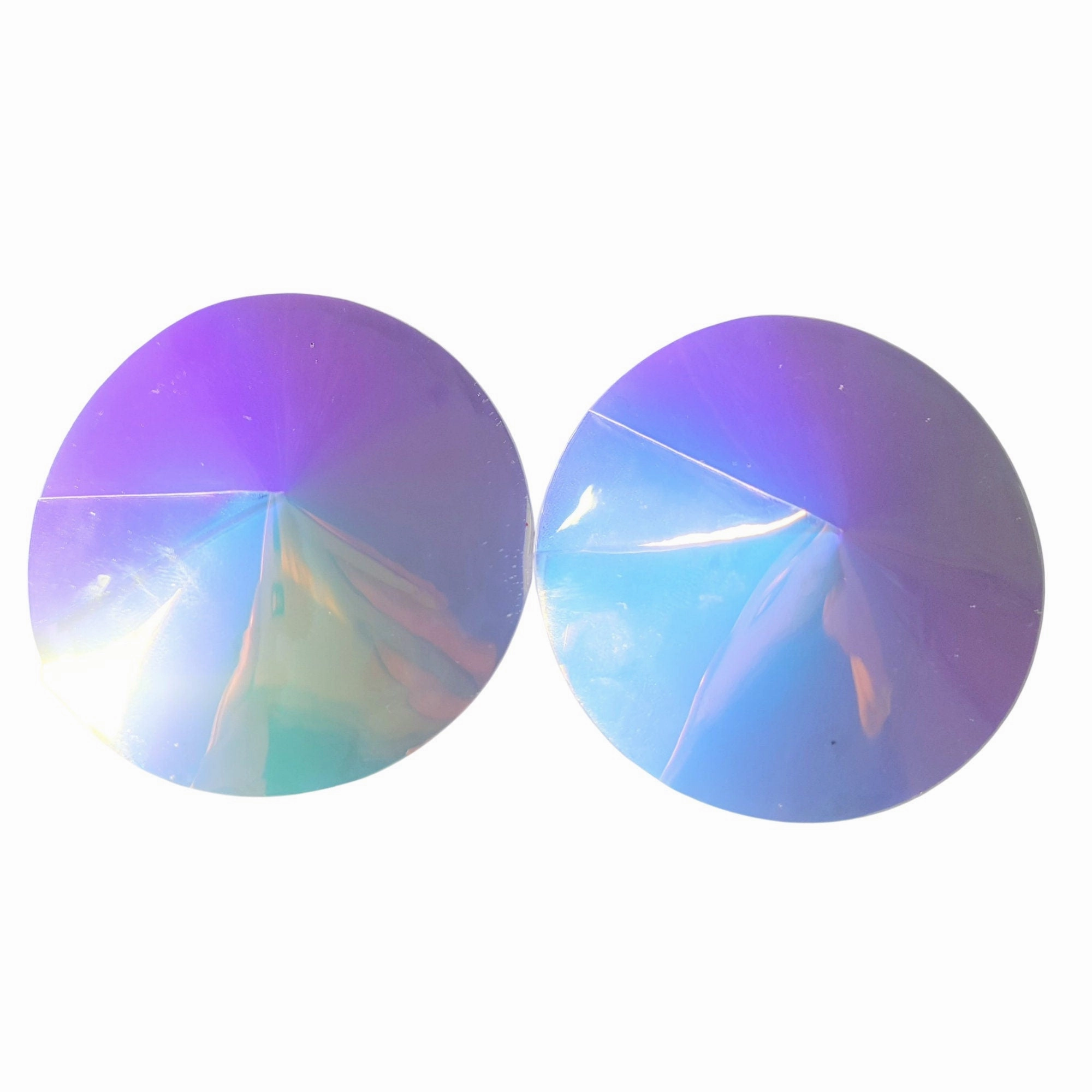 White Blue Holographic Round Nipple Pasties SML