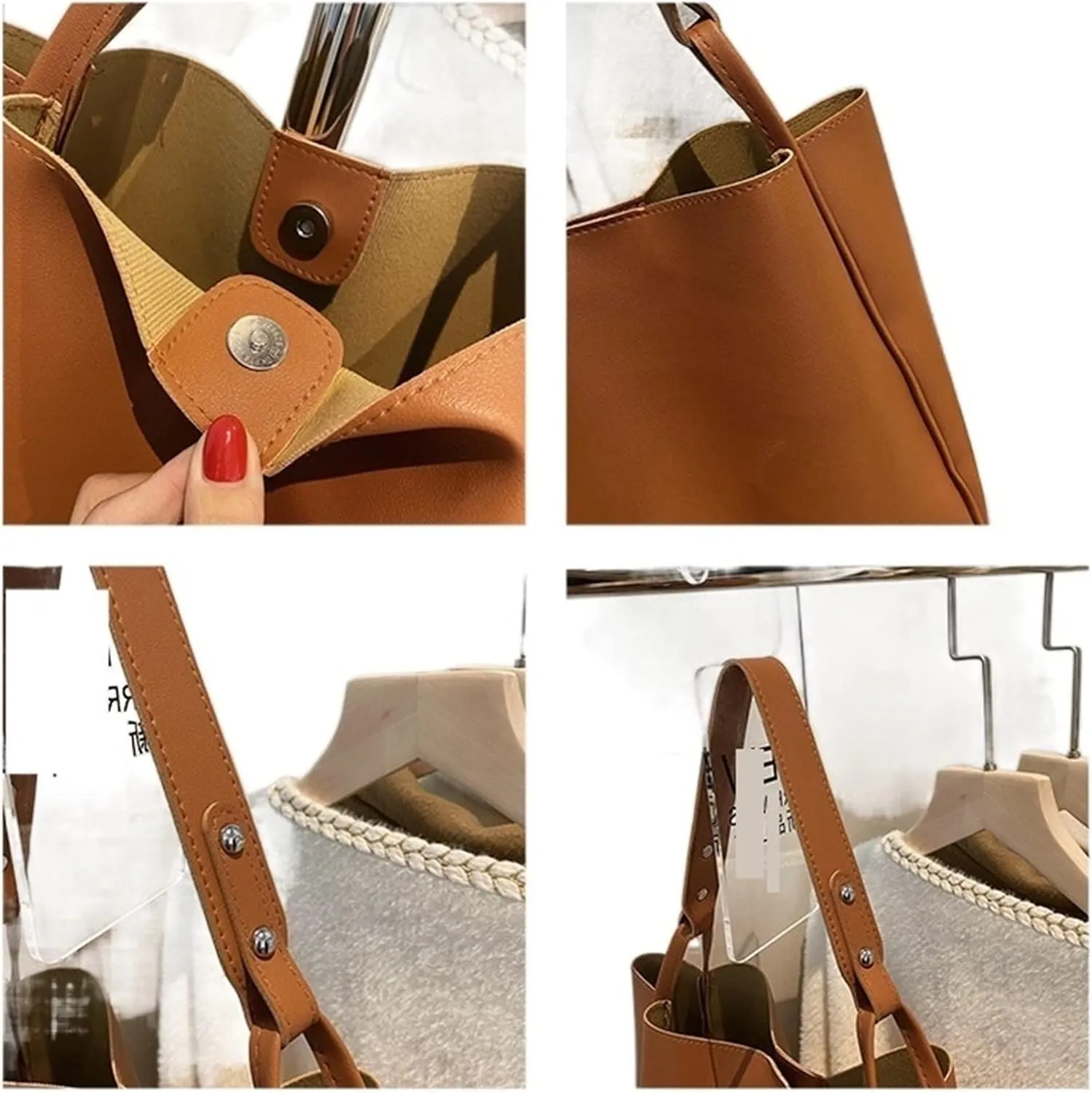 Women's Handbags Women's Handbag Shoulder Bag Shopping Travel Bag Large Capacity Women's Handbag(Beige)