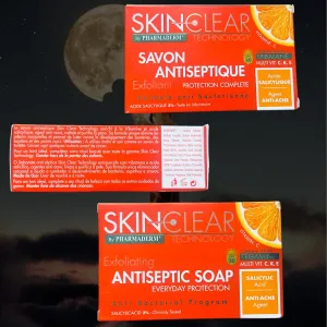 x SkinClear Exfoliating Antiseptic Soap, Pack of 2 – Salicylic Acid 2% Anti-Acne & Antibacterial Formula with Tribamine Vitamin C   K   E Complex – Deep-Cleansing Body