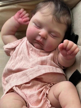 Zero Pam Realistic Reborn Baby Dolls Girl, 20 inch Lifelike Newborn Sleeping Baby That Looks Real Babies Doll with Soft Cloth Body Poseable Vinyl Limbs, Cute Reborn Dolls Toys for Kids