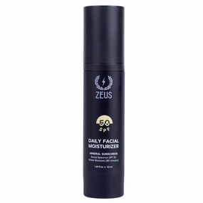 ZEUS Men's Daily Defense SPF50 Face Moisturizer for Men, Natural & Organic, Zinc Oxide Face Moisturizing Mineral Sunscreen, Hydrates & Protects Skin Against Harmful UVA/B rays (Made in USA) Unscented