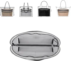ZTUJO Purse Organizer Insert For Handbags,Mesh Bag Organizer Insert With Zipper Bag Tote Shaper Fit Speedy Neverful PM MM le Pliage,Light Weight (Grey, Medium)