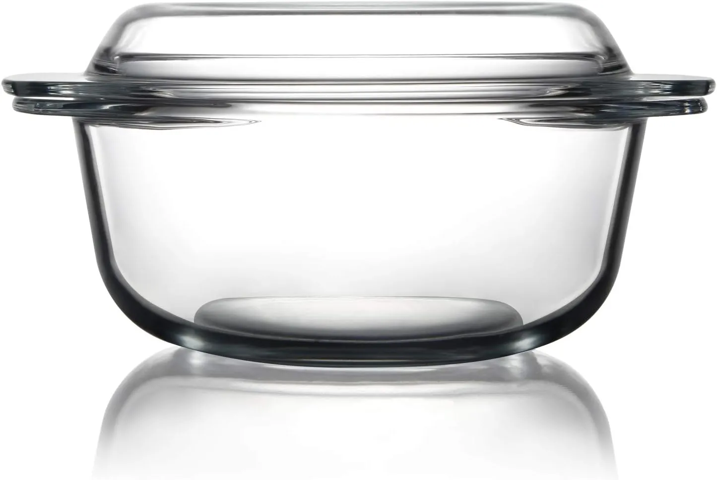 ZYER Round Glass Casserole Dish With Glass Lid,Covered Glass Bakeware Easy Grab Glass Microwave Bowls with Glass Lid (2.5L)